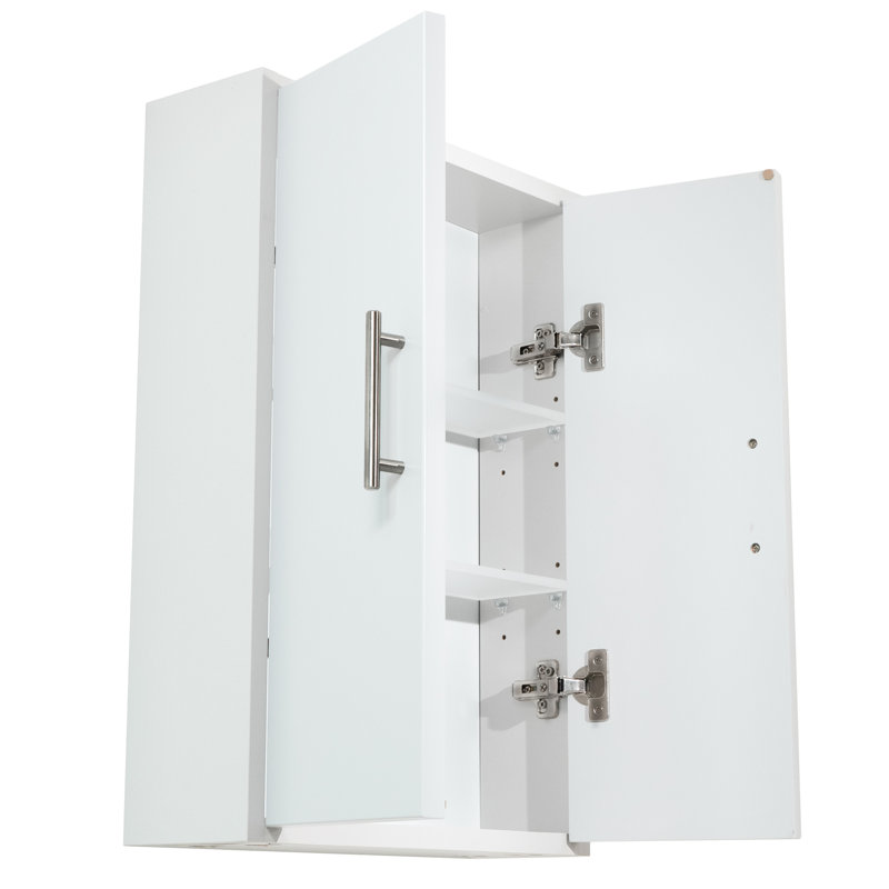 Armoire de salle de bain murale, Blanc satiné