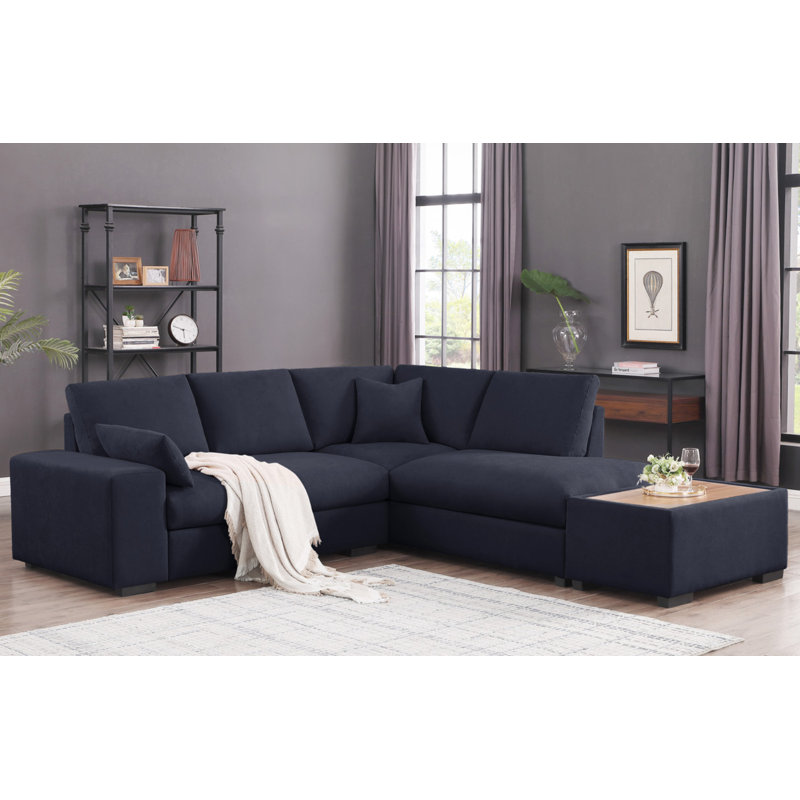 Canapé modulaire en tissu tissé gris foncé Joshua, Tissu gris foncé