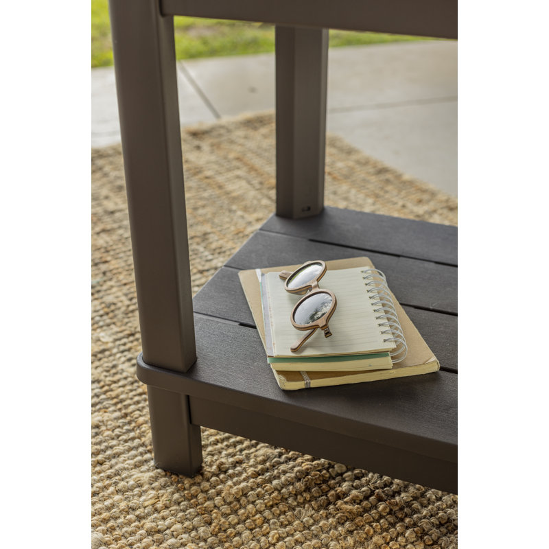 Brown Two-Tier Outdoor Side Table with Wood-Like Finish