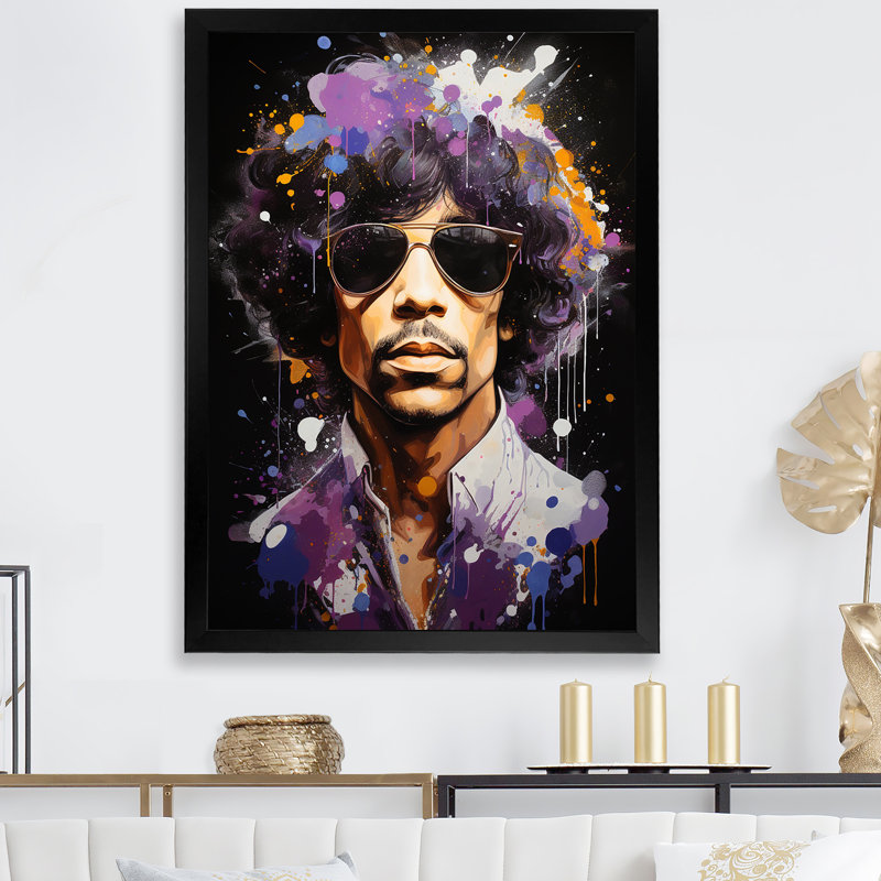 Popart Prince Portrait - Pop Art, art mural, Cadre photo noir simple, H 32 po x l 16 po x P 1 po