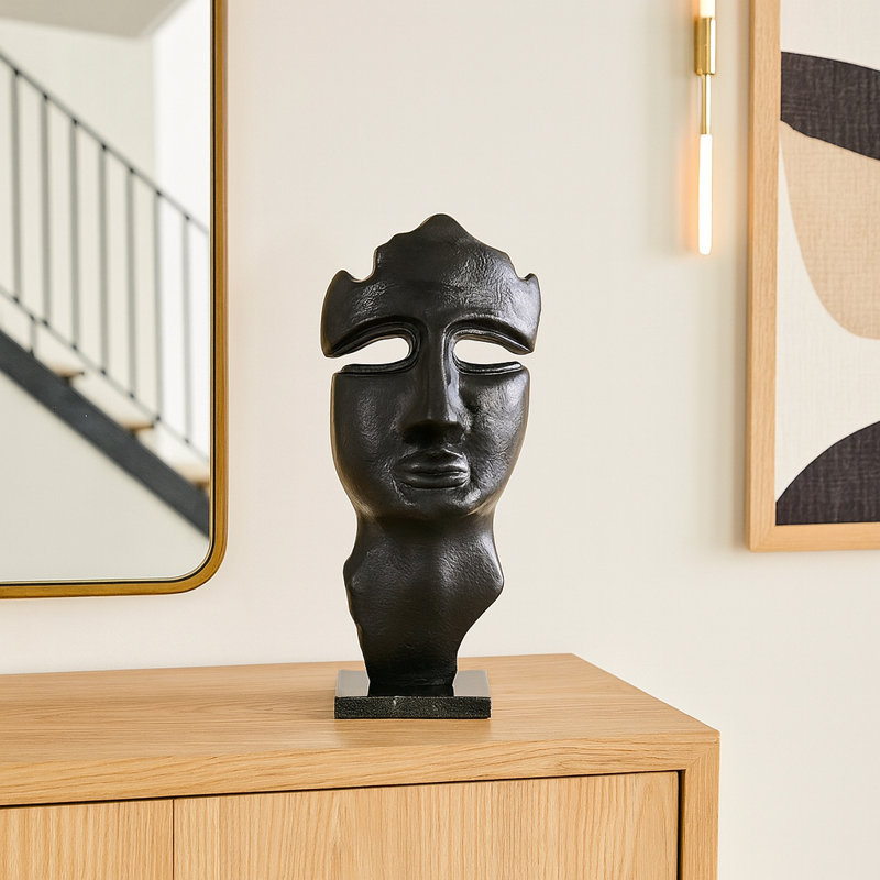 Figurines et sculptures Khennedi faites à la main en aluminium - Blanc, doré et noir, Noir