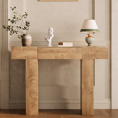 47-Inch Long Console Table with Drawer, Wooden Rectangular Sofa Table Behind The Couch