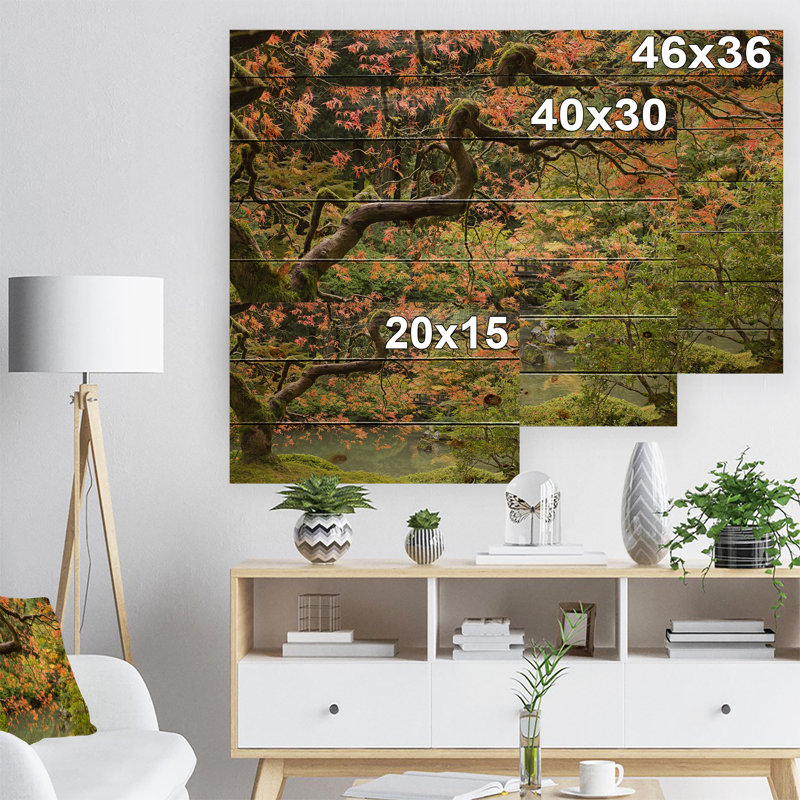 «Japanese Garden Fall Season», reproduction de photo, H 15 po x l 20 po x P 1 po, Bois
