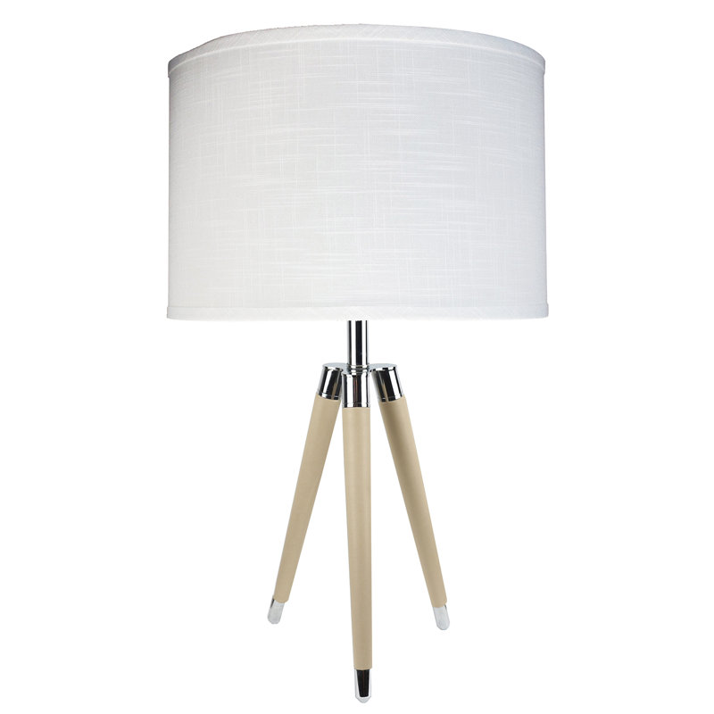 Lampe de table à trépied 27 po Linco, Soie crème, Brun clair