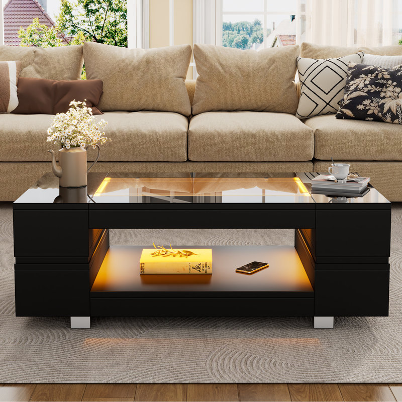 Lift Top Block Coffee Table with Storage