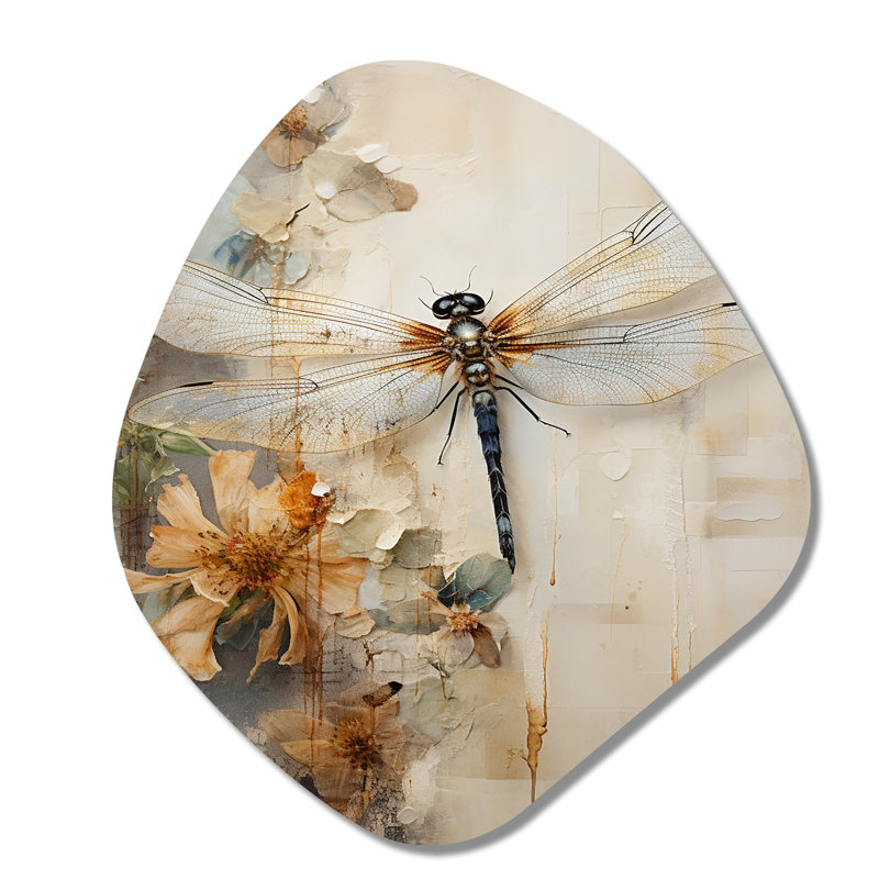 Dragonfly Delight II - libellule nébuleuse en forme de décoration murale irrégulière en métal, H 35 po x l 31 po x P 1 po