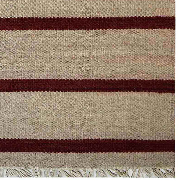 Donora Hand Woven Flat Weave Kilim Wool Eco-Friendly Area Rugs  -  Rectangle, Cream Red Color, Contemporary Modern Design, Low Pile  Handmade Area Rugs for Living Room, Bed Room