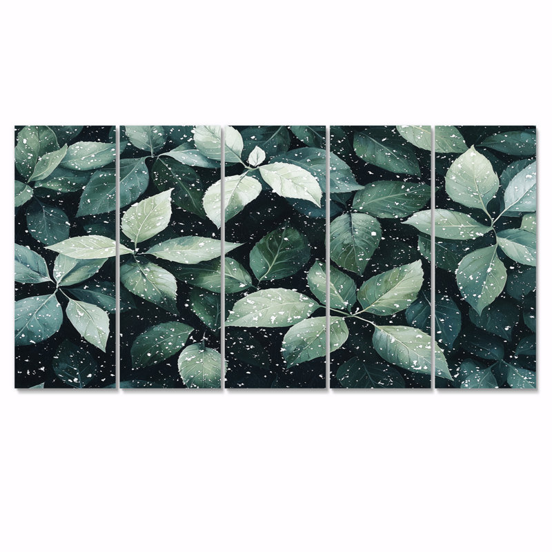 Evergreen Leaves In Snow I - Leaves, décoration murale - art mural traditionnel, H 28 po x l 60 po, 5