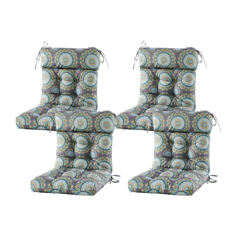 Outdoor 4'' Seat / Back Cushion, Gray/Yellow
