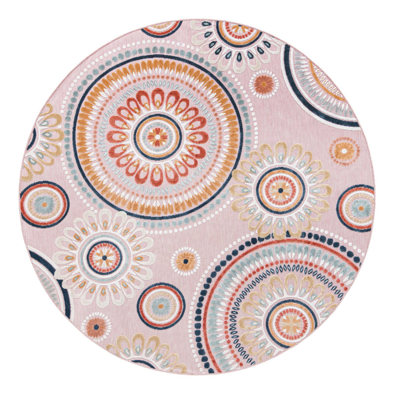 Firman Geometric Indoor / Outdoor Rug, Round 8'2"