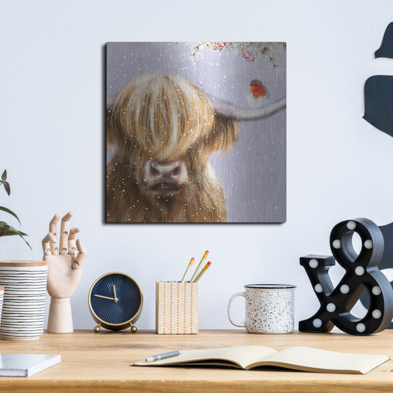  «Highland Friends» par Elle Media Group SA, art mural en métal, 12 po x 12 po, H 12 po x l 12 po