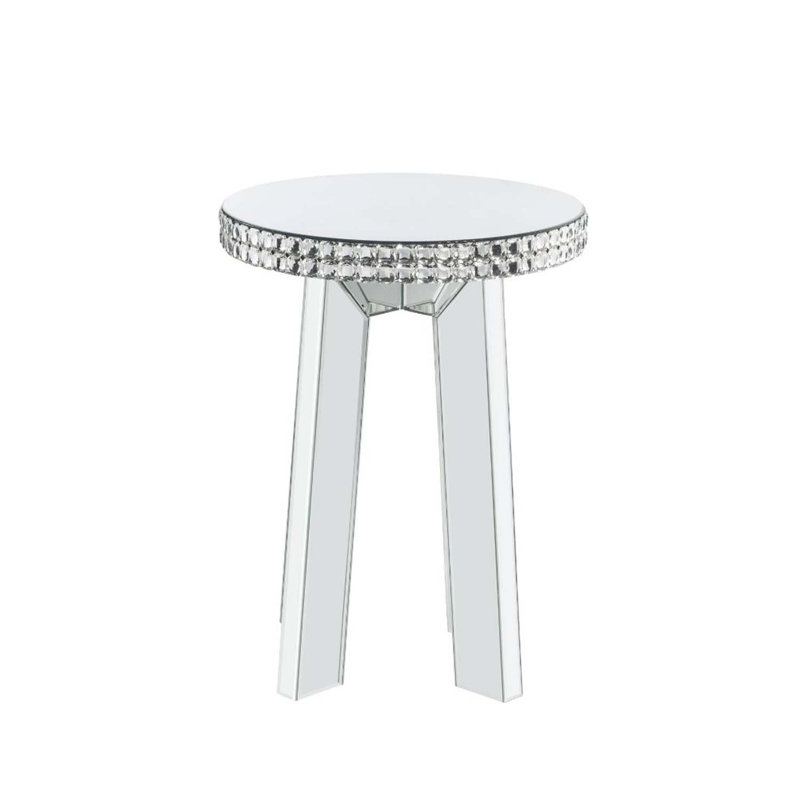 Table de bout Lotus, cristaux en miroir et faux glaçons
