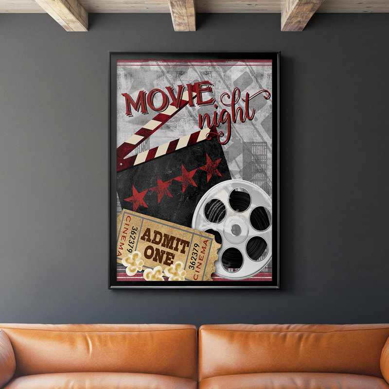 " Movie Night II ", 42.5" H x 30.5" W x 1" D, Black