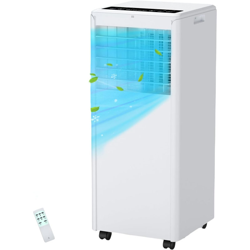 Climatiseur portatif noir 8 000 BTU 3-en-1 pour les pièces jusqu'à 350 pieds carrés, déshumidificateur intégré et modes de ventilation, télécommande, minuterie 24H et ensemble de fenêtre