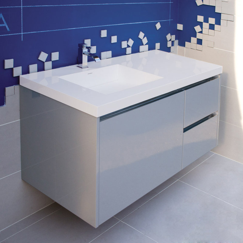 Kubista Bathroom Sink, Matte White, Single