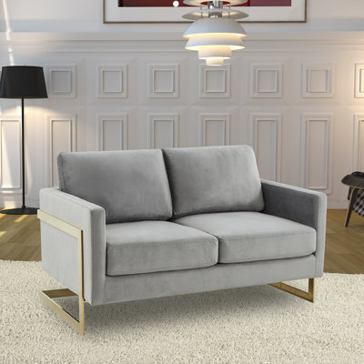 Causeuse moderne en velours avec cadre doré Bellago