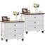 Table de chevet Farmhouse avec station de charge, table de bout de 24 po de large avec 3 tiroirs, commode en bois pour la chambre à coucher, commode de table de chevet, table de chevet pour le salon, placard-123175609-123037902