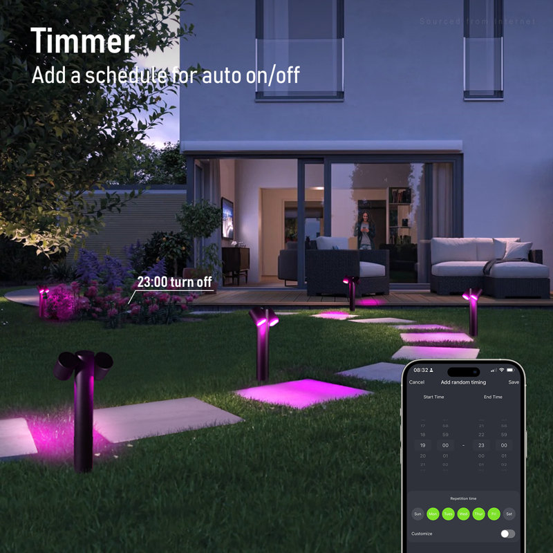 Led Smart Low Voltage Pathway Landscape Lights, App Control, 12V-24V Ac/Dc 800Lm, 2700K-5000K&Rgb
