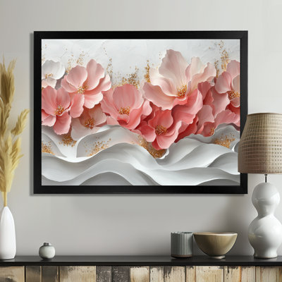 Art mural doré doré veines marbrées de pétales de fleurs I