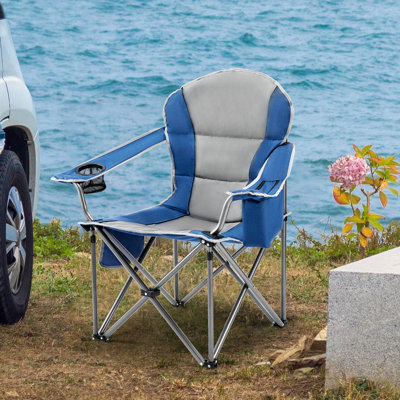 Oversized Portable Outdoor Folding Camping Chair, Heavy Duty Lawn and Beach Chair with Cup Holder and Storage Bag