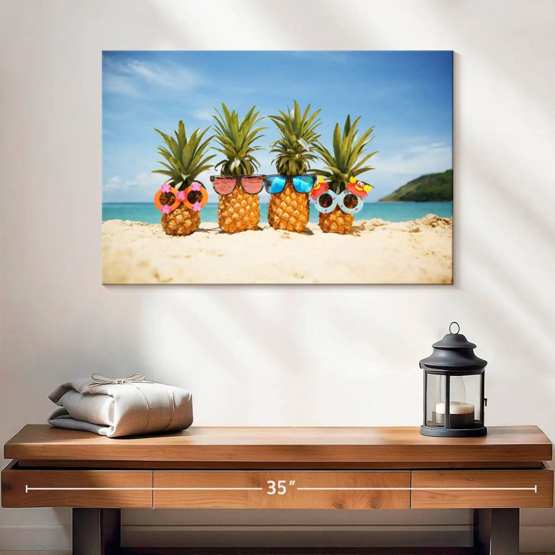 Yarlin Summer Beach Pineapples, 16" H x 24" W