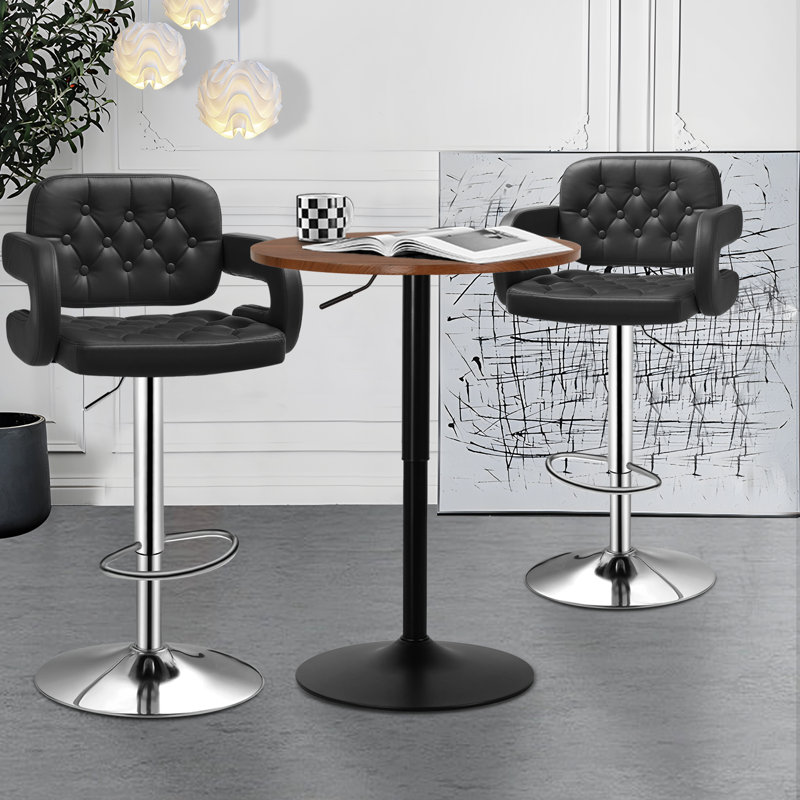 Farrill 2 - Person Pedestal Dining Set, Black Rock, Black