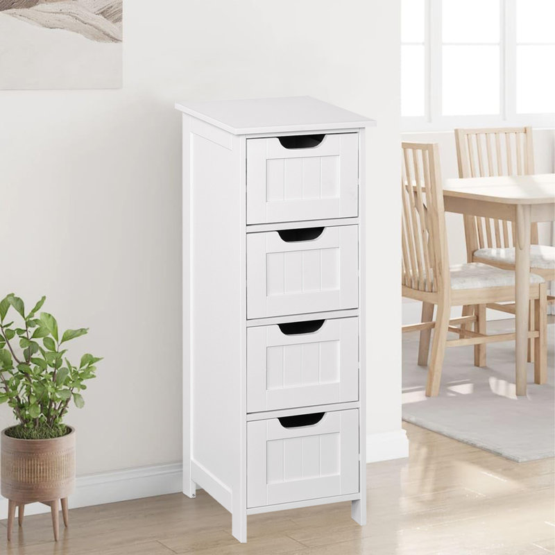 White Freestanding Bathroom Cabinet With Spacious Drawers