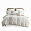 Housse de couette en coton très grand / très grand - chenille, motifs géométriques, sans produits chimiques avec multicolore, 4 attaches de coin, literie chaude et douce