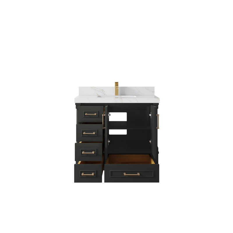 Aberdeen 36'' Single Bathroom Vanity with Top, Calacatta Sienn
