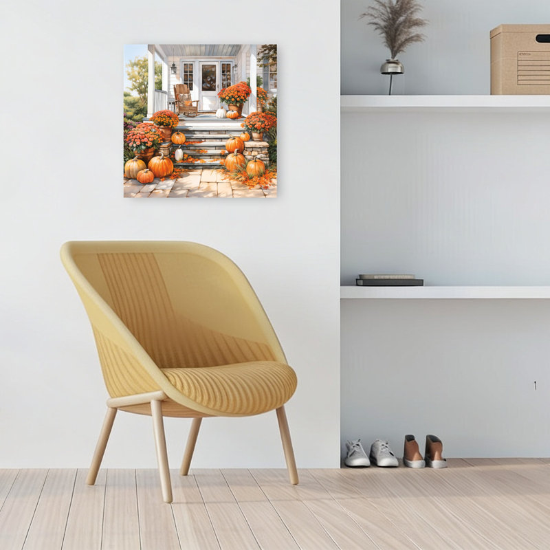 Art mural abstrait d'automne, 18" H x 18" W