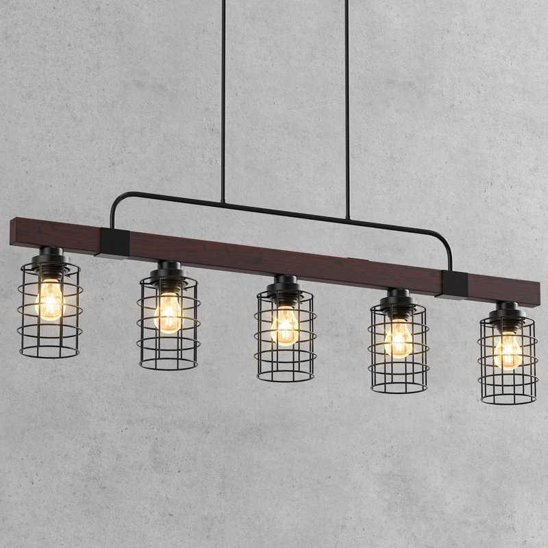 Lustre industriel moderne à 5 lumières de 47 po à intensité variable