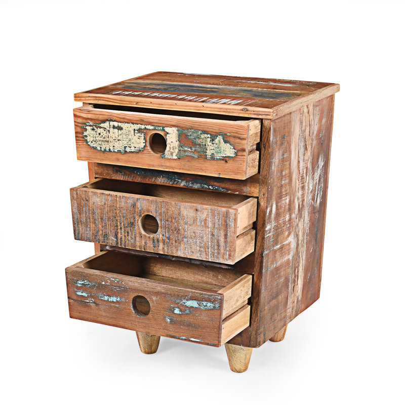 Table de bout en bois avec table de chevet et tiroirs