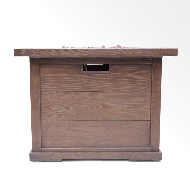 Foyer d'extérieur carré au gaz H 24 po x l 32 po (réservoir à l'intérieur), brun avec motif en bois - 40 000 BTU
