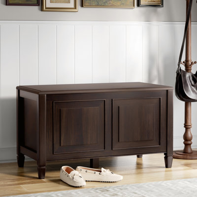 Petit coffre de rangement en bois massif brun Connaught de 36 pouces de large Connaught
