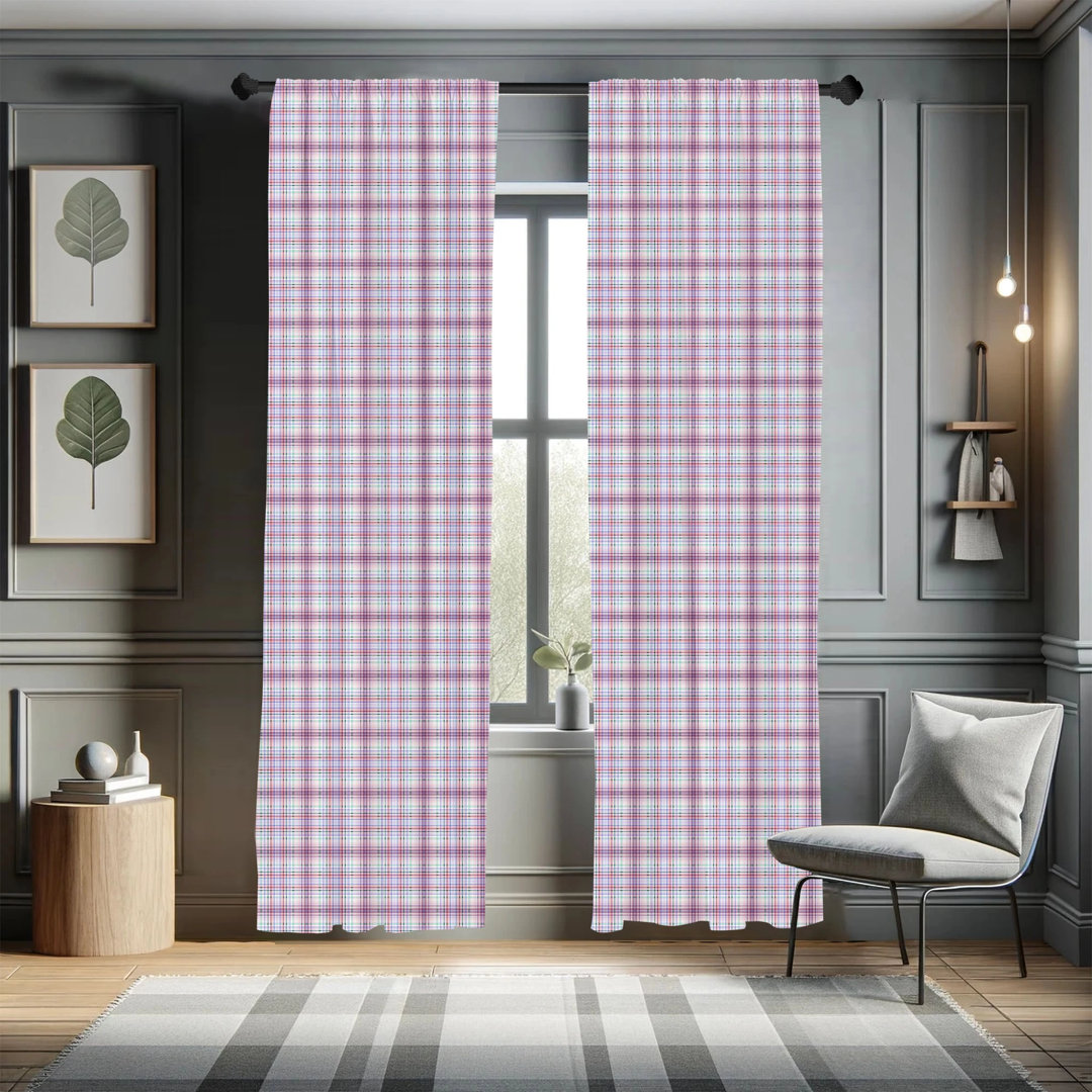 Checkered Geometric Semi-Sheer Rod Pocket Curtain Panels (Set of 2) East Urban Home Size per 