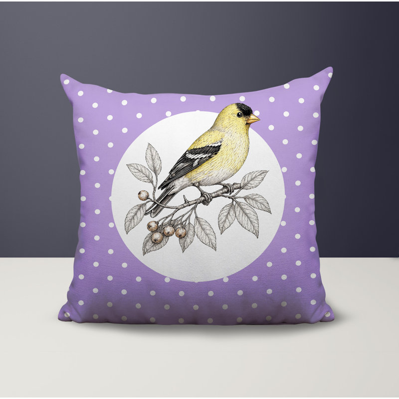 Oreiller réversible intérieur / extérieur Yellow Finch, 16 x 16, Lavande