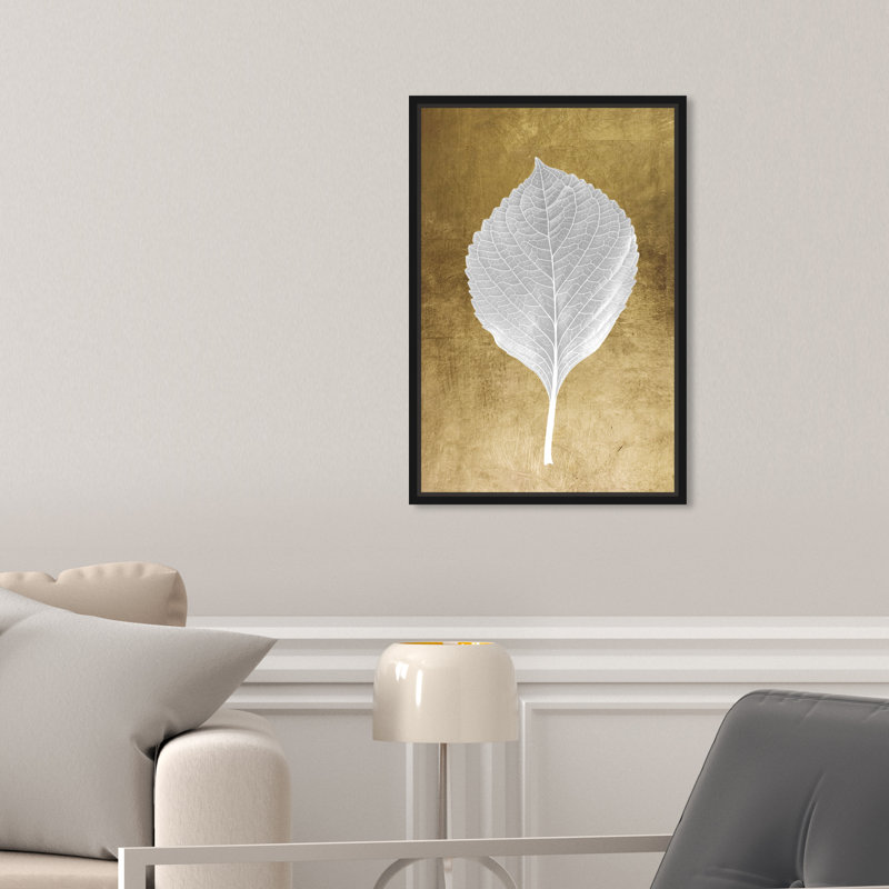 Feuille en or I - Impression sur toile, H 16 po x l 11 po, Cadre en bois noir