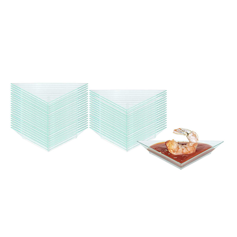 Restaurantware-4 x 2 Inch Mini Appetizer Plates, 100 Disposable Triangle Plates - Serve Hors D'oeuvres, Samples, Or Snacks, For Parties Or Catering, Seagreen Plastic Mini Dessert Plates,