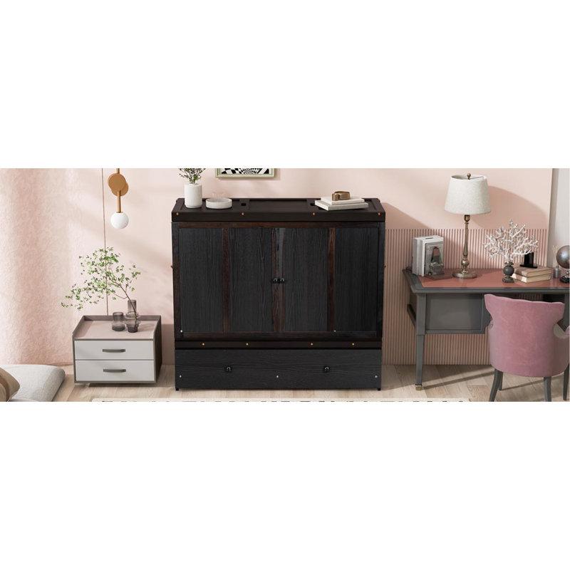Lit avec grand espace de rangement pour les tiroirs, Full, Espresso