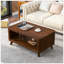 Rectangular Wood Coffee Table with Solid Pine Legs and Open Storage Shelf, Easy Assembly for Living Room Decor-118494879