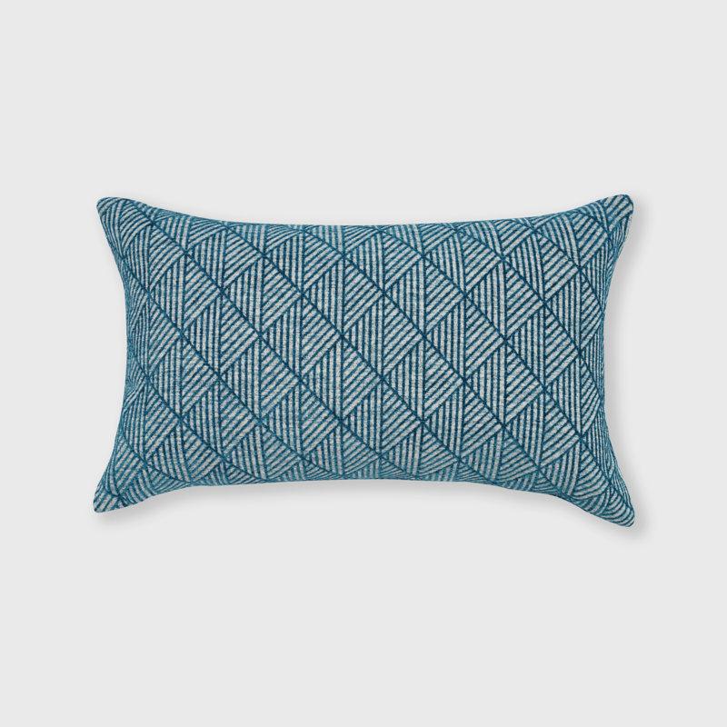 Teal Geometric Chenille Rectangular Pillow with Reversible Design