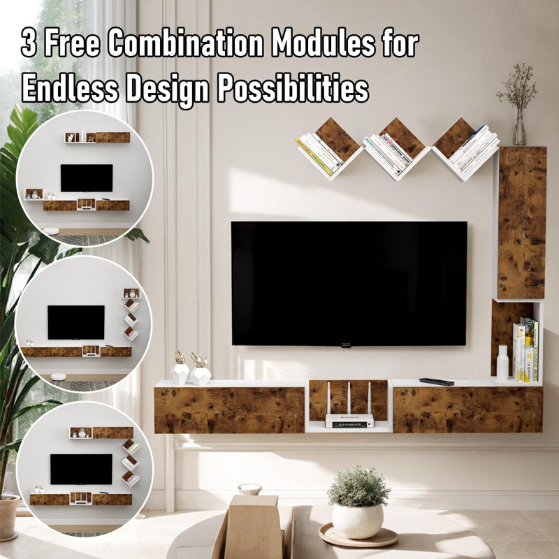 Expandable Floating TV Stand with Convertible Shelves,DIY