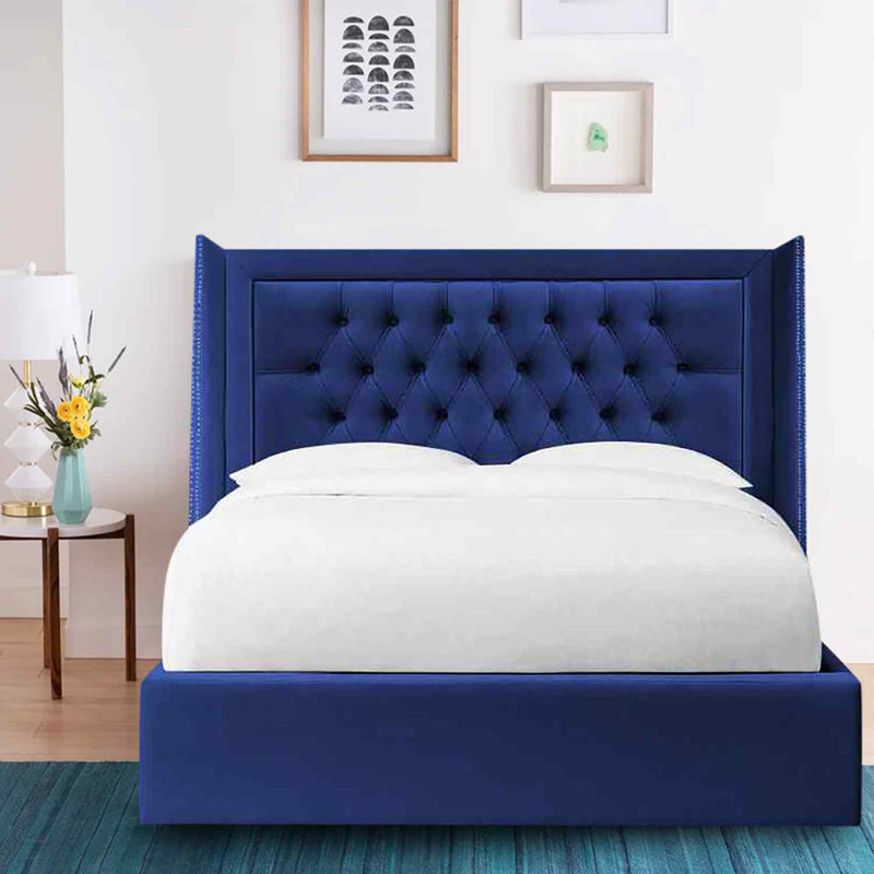 Upholstered Bed, Single (3'), Blue