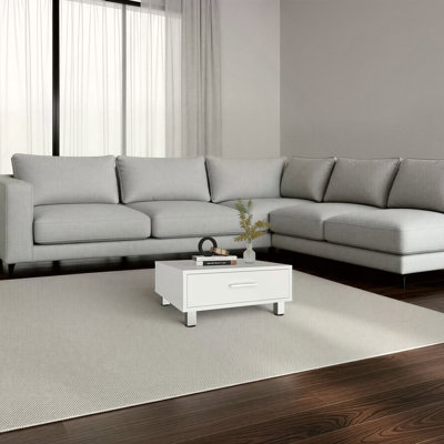 Modern Coffee Table and Center Table with Single Storage Drawer and 4 Stable Legs, Practical Living Room Organization and Décor Option