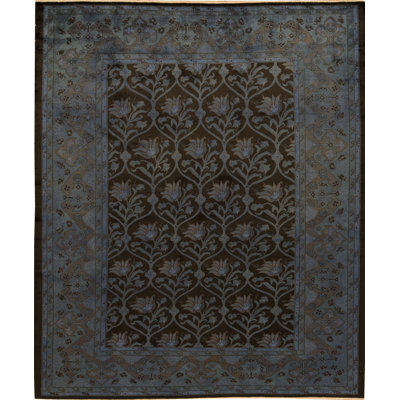 Tapis bleu foncé noué à la main de haute qualité