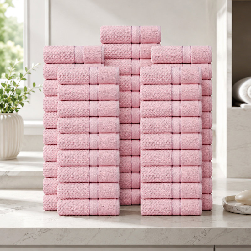 Essuie-mains texturés 100% coton Hode, Rose tendre, Essuie-mains - paquet de 50