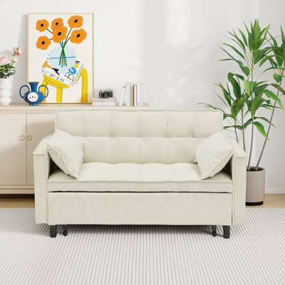 Corduroy Modular Sectional Sleeper Sofa, Loveseat with Pull Out Bed for Living Room Couch