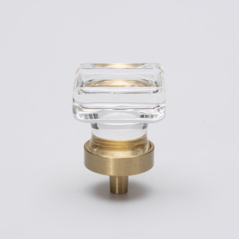 1" Square Clear Glass Knob