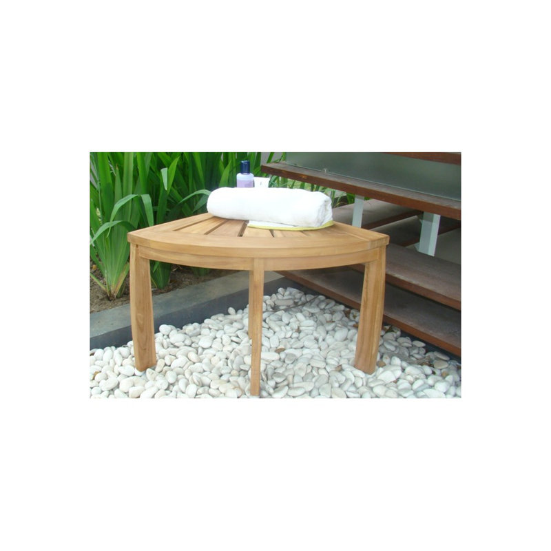 Lympsham 26.5'' W Teak Corner Shower Bench