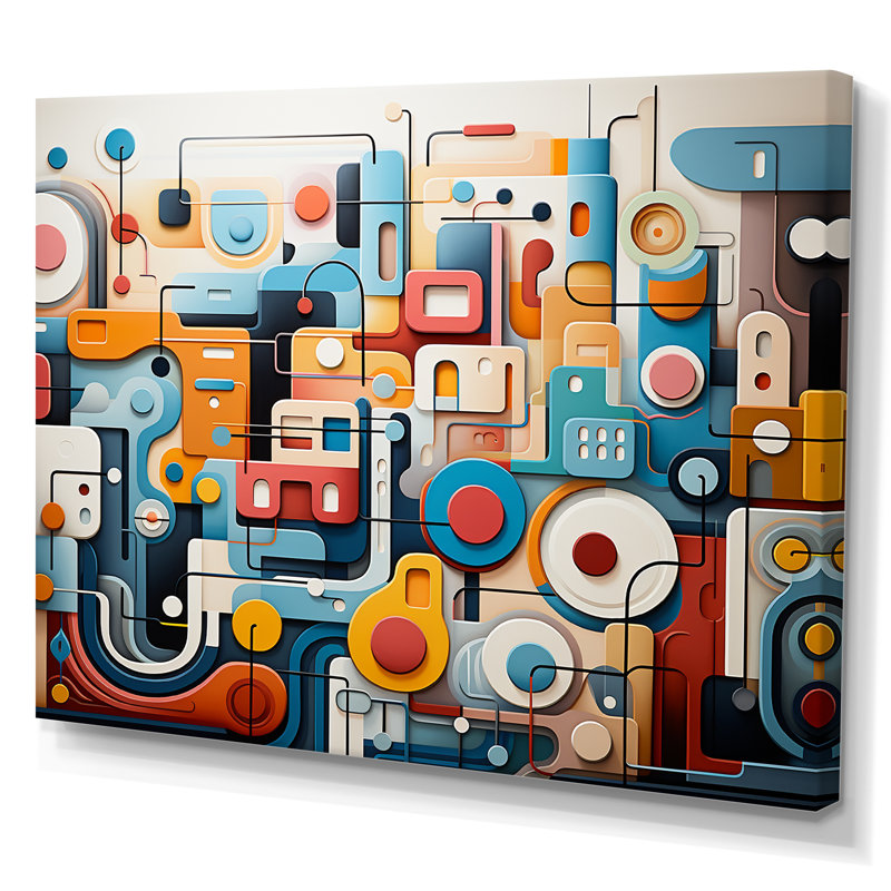Fusion abstraite bleue et jaune - art mural abstrait, Toile tendue, H 12 po x l 20 po x P 1 po